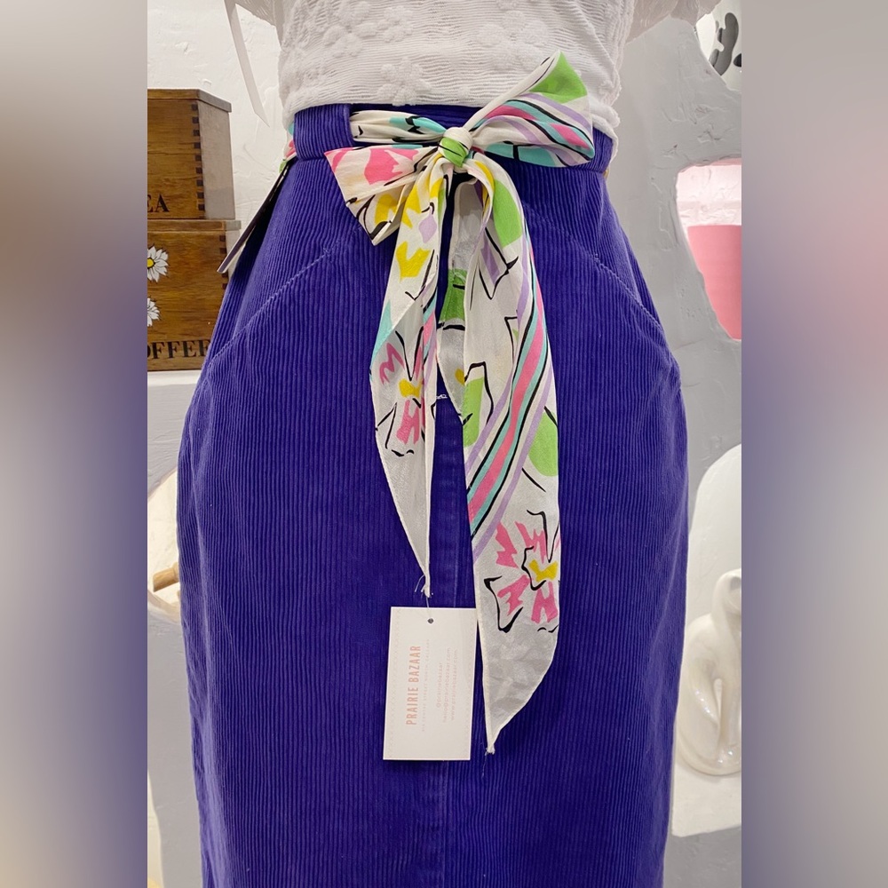 Vintage White & Multicoloured Floral Thin Long Scarf by Liz Claiborne